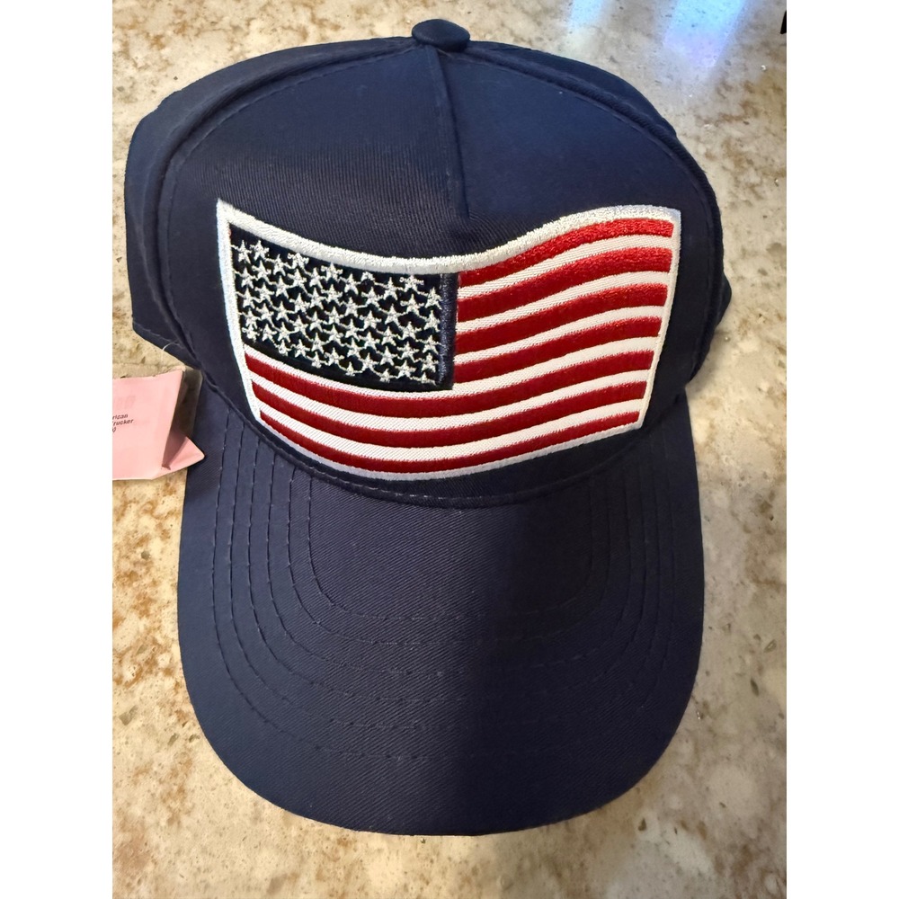 Anthrax Men American Flag Baseball Cap Navy Blue Snapback Trucker Hat B0C79FGM1P
